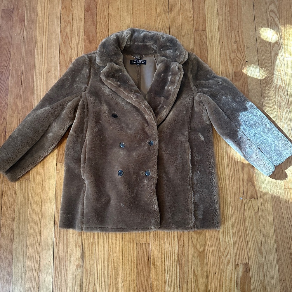 J. Crew Women's Faux Fur Pea Coat